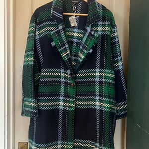 Green Plaid blanket Women's Coat